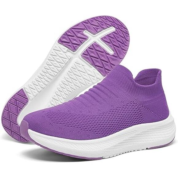 Shulook Womens Size 10.5 Purple Mesh Slip On Breathable Comfort Walking Shoes - Picture 4 of 7
